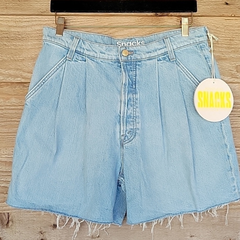 SNACKS! Mother Jeans Size 29 Fun Dip Pleated High Waist Raw Hem Relaxed Shorts